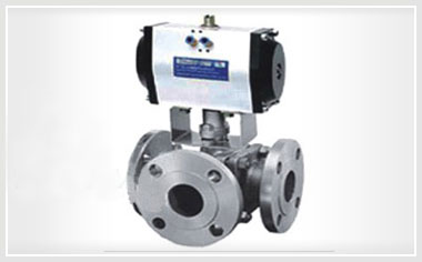 气动三通法兰球阀